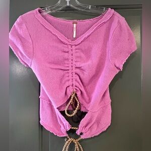 Free People Pink  Ruched Top